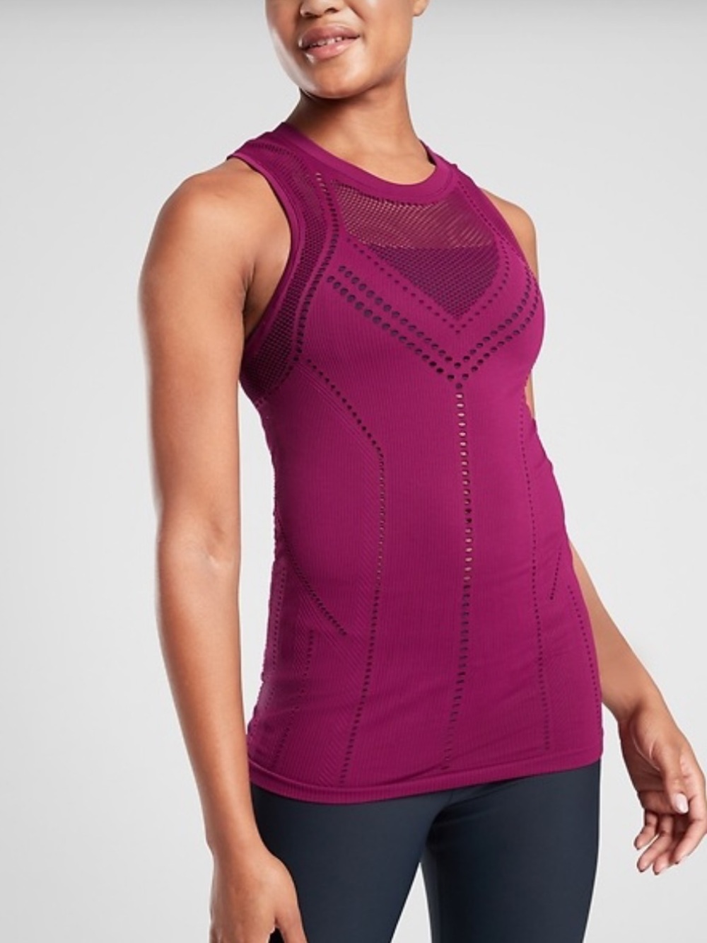 Athleta Oxygen Tank - Deep Magenta Seamless Performance Top